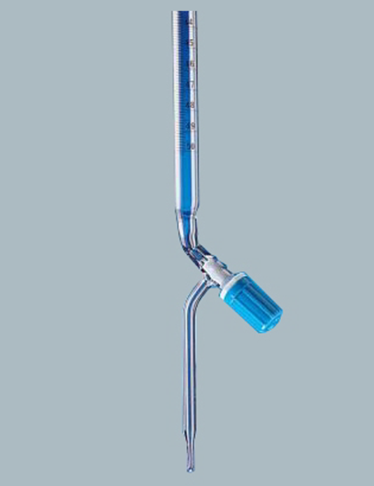 Burette with Screw Type Needle Valve PTFE Rotaflow stopcock Schell Bach Stripe