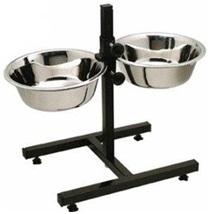 BOWLS DOUBLE WITH ADJUSTABLE STAND