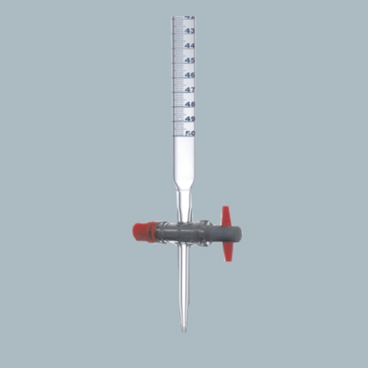 Burette Automatic Zero mounted on Reservoir with Screw type PTFE Rotaflow Needle Valve