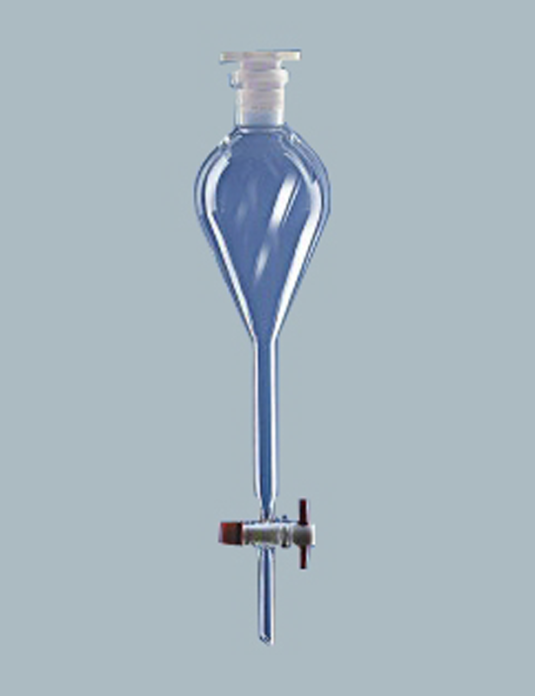 Laboratory-Glassware-Separating-Funnels-with-PTFE-Key,-Stopcock-&-Polythelene-stopper,-Pear-shape
